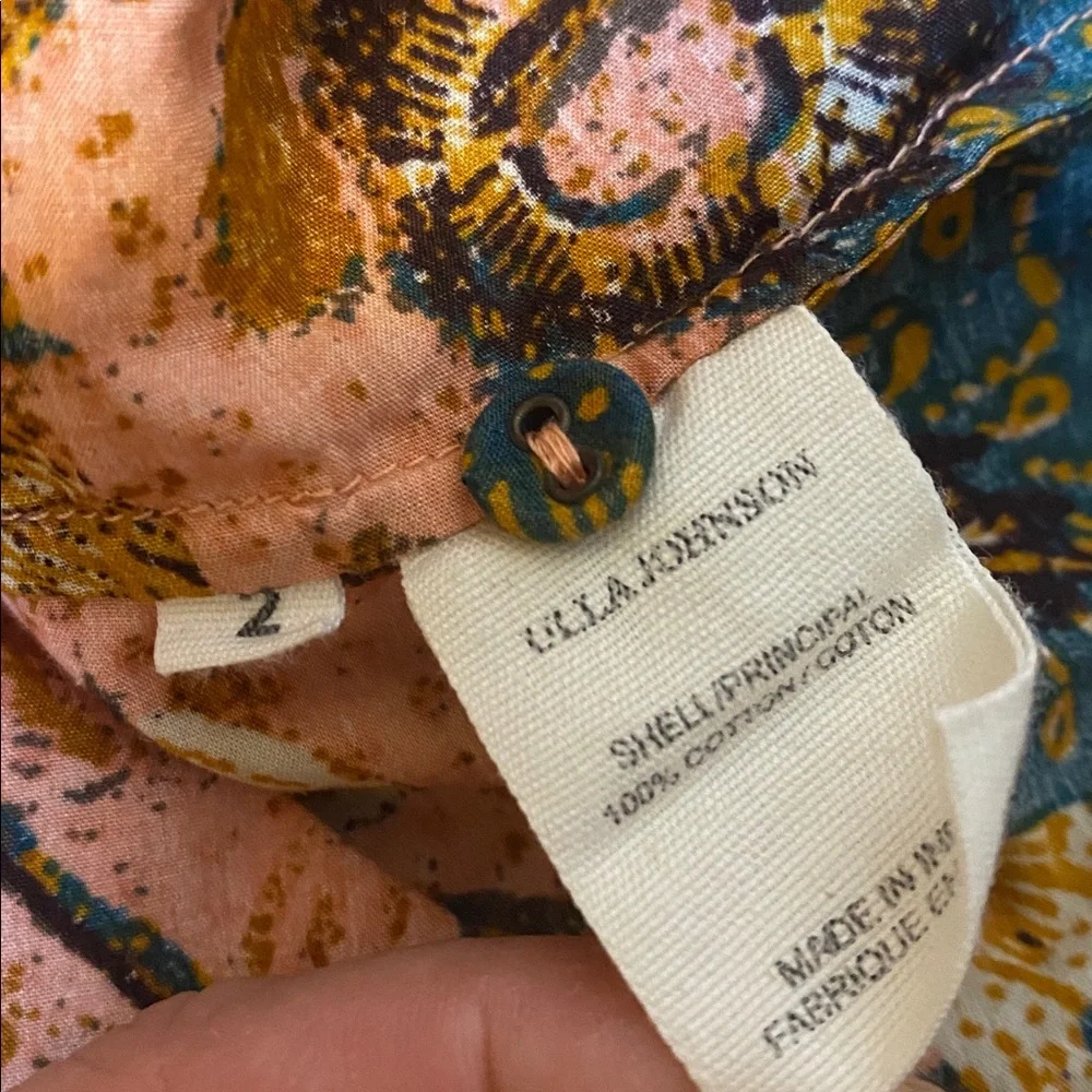 Ulla Johnson Joni Blouse Women’s 2 Multicolor Floral Cotton Boho Puff-Sleeve Top